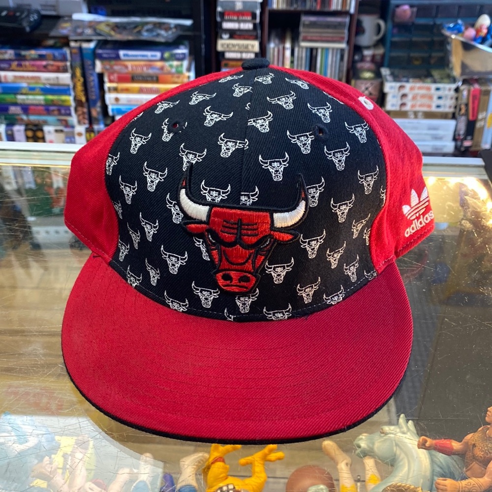 Adidas Chicago Bulls Fitted 7 7/8ths Baseball Hat Wool Red and Black